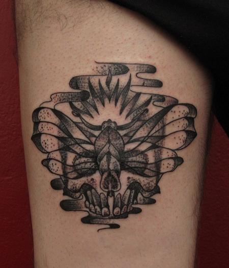 Robert Hendrickson - Stippling Moth Skull Tattoo 